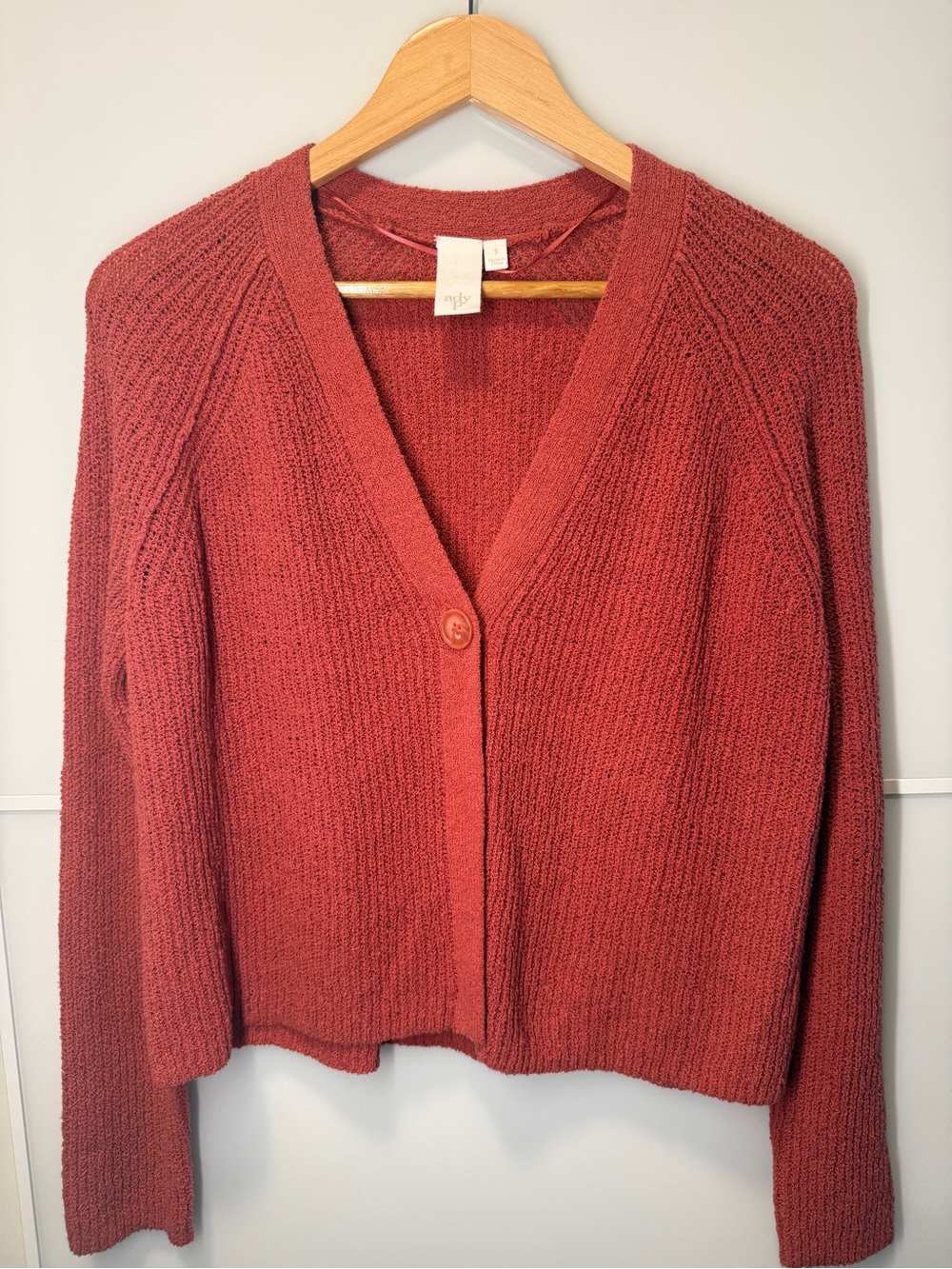 Ady P Single-Button Coral Knit Cardigan